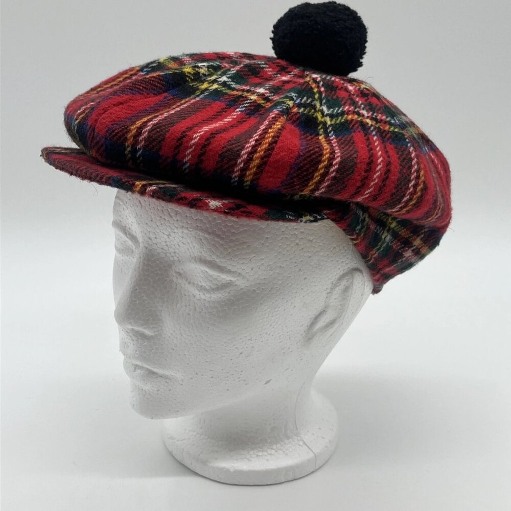 Glen Appin of Scotland Harris Tweed Flat Cap Royal Stewart Tartan Plaid Size M